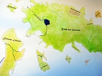 Kontinentale Karte in grün und blau